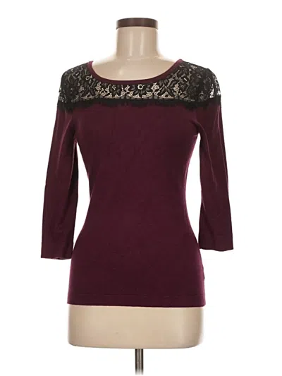 Pre-owned Express 3/4 Sleeve Top Burgundy Crew Neck Tops