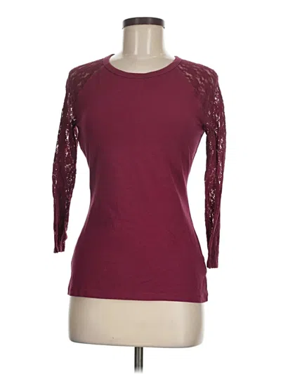 Pre-owned Express 3/4 Sleeve Top Burgundy Crew Neck Tops