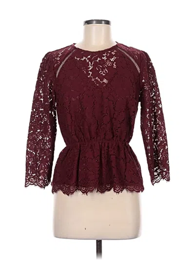 Pre-owned Express 3/4 Sleeve Top Burgundy Mock Neckline Tops