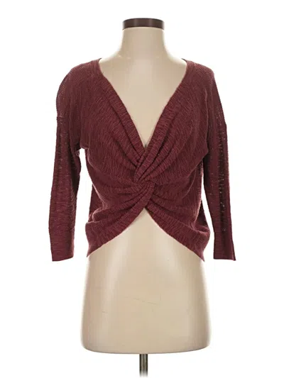 Pre-owned Express 3/4 Sleeve Top Burgundy Plunge Neckline Tops