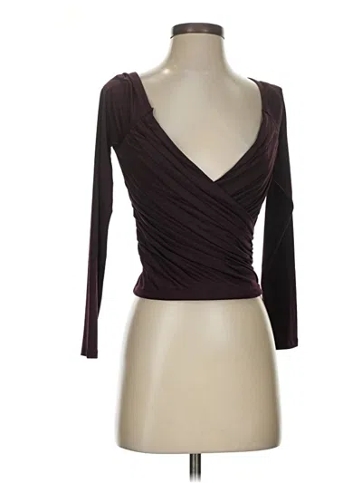 Express 3/4 Sleeve Top Burgundy Plunge Neckline Tops In Brown