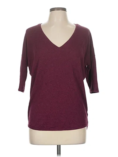 Pre-owned Express 3/4 Sleeve Top Burgundy V Neck Tops