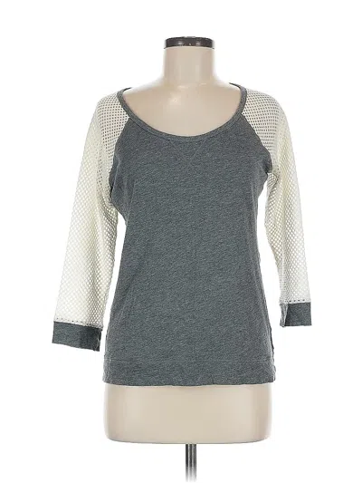 Pre-owned Express 3/4 Sleeve Top Gray Scoop Neck Tops