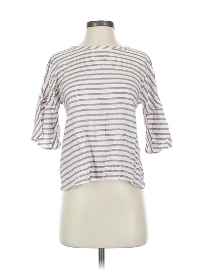 Pre-owned Express 3/4 Sleeve Top Gray Stripes Pattern Boatneck Tops