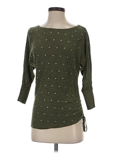 Pre-owned Express 3/4 Sleeve Top Green Boatneck Tops