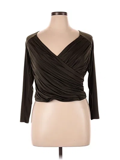 Pre-owned Express 3/4 Sleeve Top Green One Shoulder Neckline Tops