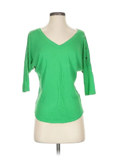 Pre-owned Express 3/4 Sleeve Top Green V Neck Tops