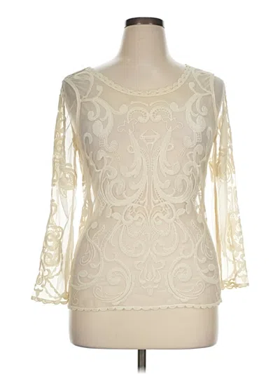 Pre-owned Express 3/4 Sleeve Top Ivory Boatneck Tops