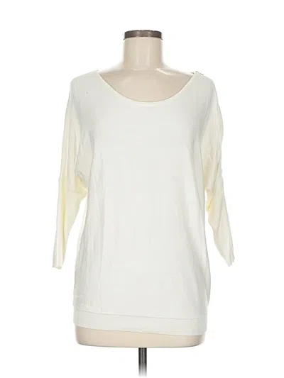 Pre-owned Express 3/4 Sleeve Top Ivory Boatneck Tops In White