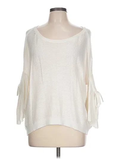 Pre-owned Express 3/4 Sleeve Top Ivory Cold Shoulder Neckline Tops
