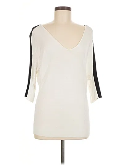 Pre-owned Express 3/4 Sleeve Top Ivory Cold Shoulder Neckline Tops In White