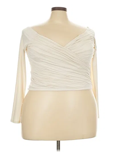 Pre-owned Express 3/4 Sleeve Top Ivory One Shoulder Neckline Tops