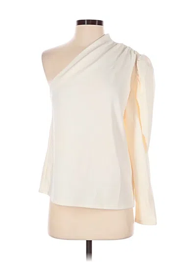 Express 3/4 Sleeve Top Ivory One Shoulder Neckline Tops In Neutral