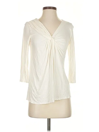 Pre-owned Express 3/4 Sleeve Top Ivory Plunge Neckline Tops In White