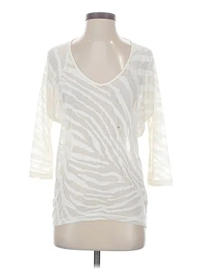 Express 3/4 Sleeve Top Ivory Scoop Neck Tops In Neutral