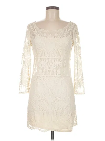 Pre-owned Express 3/4 Sleeve Top Ivory Sweetheart Neckline Tops In White