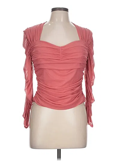 Pre-owned Express 3/4 Sleeve Top Pink Strapless Neckline Tops