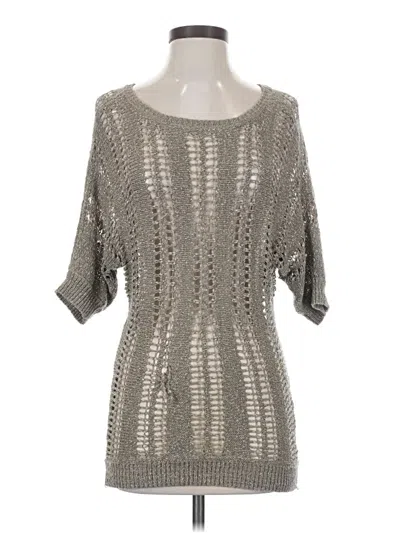 Pre-owned Express 3/4 Sleeve Top Silver Square Neckline Tops