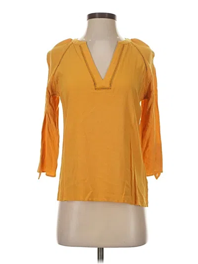 Pre-owned Express 3/4 Sleeve Top Yellow Cold Shoulder Neckline Tops