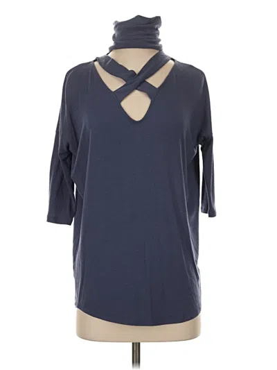 Pre-owned Express 3/4 Sleeve T-shirt In Blue