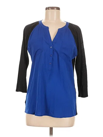 Pre-owned Express 3/4 Sleeve T-shirt In Blue