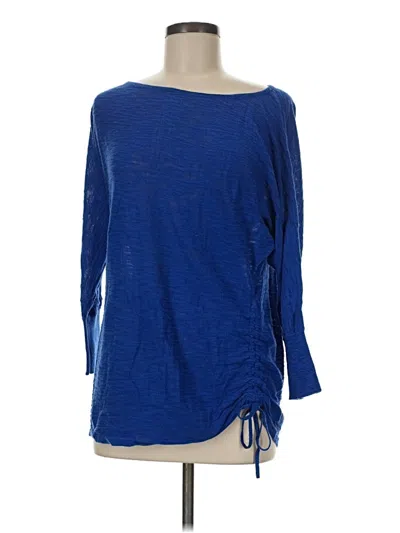 Pre-owned Express 3/4 Sleeve T-shirt In Blue