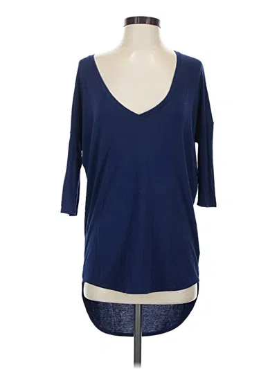Pre-owned Express 3/4 Sleeve T-shirt In Blue