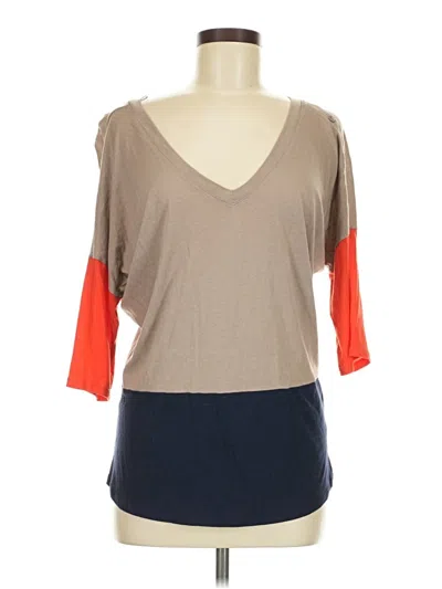 Pre-owned Express 3/4 Sleeve T-shirt In Brown