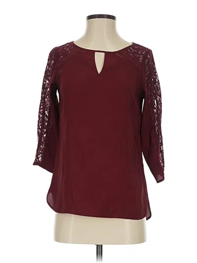 Pre-owned Express 3/4 Sleeve T-shirt In Burgundy