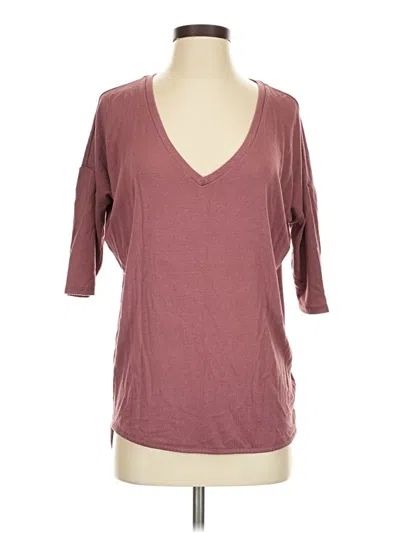 Pre-owned Express 3/4 Sleeve T-shirt In Burgundy