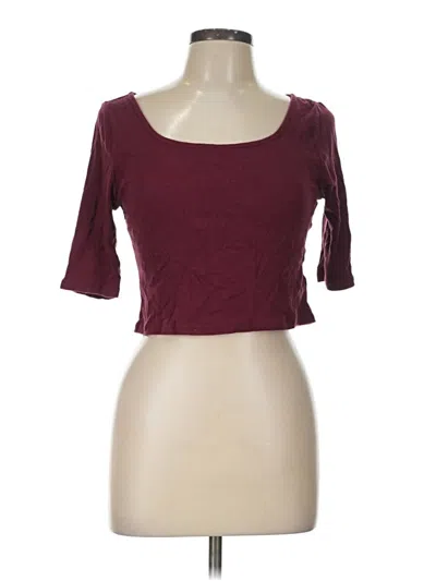 Pre-owned Express 3/4 Sleeve T-shirt In Burgundy