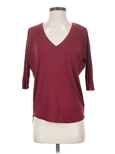 Pre-owned Express 3/4 Sleeve T-shirt In Burgundy