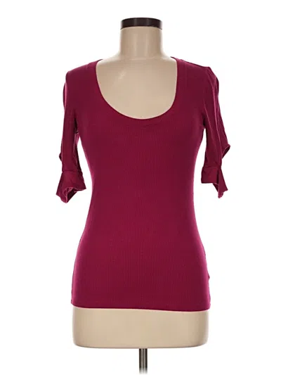 Pre-owned Express 3/4 Sleeve T-shirt In Burgundy