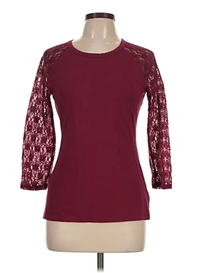 Pre-owned Express 3/4 Sleeve T-shirt In Burgundy