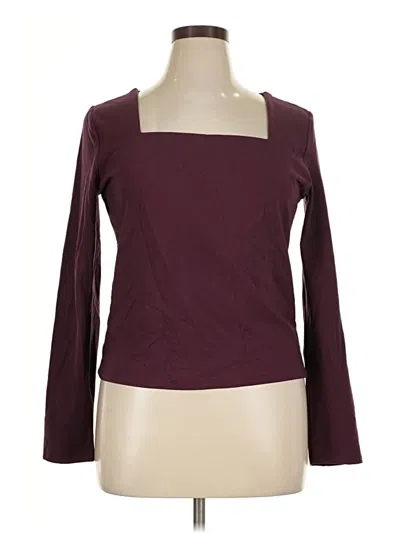 Pre-owned Express 3/4 Sleeve T-shirt In Burgundy