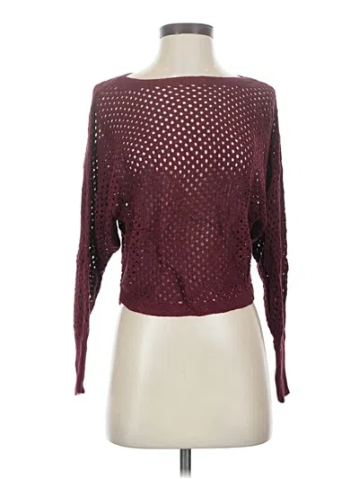 Pre-owned Express 3/4 Sleeve T-shirt In Burgundy