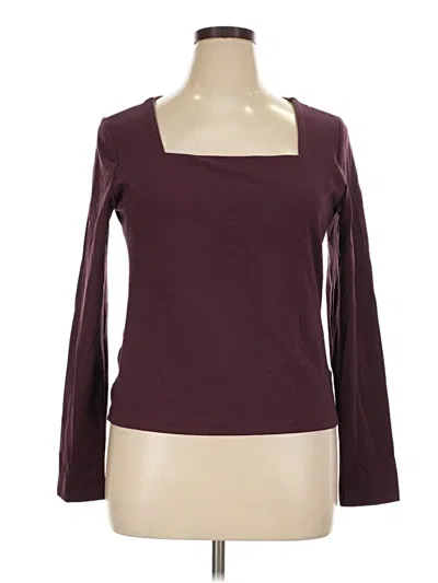 Pre-owned Express 3/4 Sleeve T-shirt In Burgundy