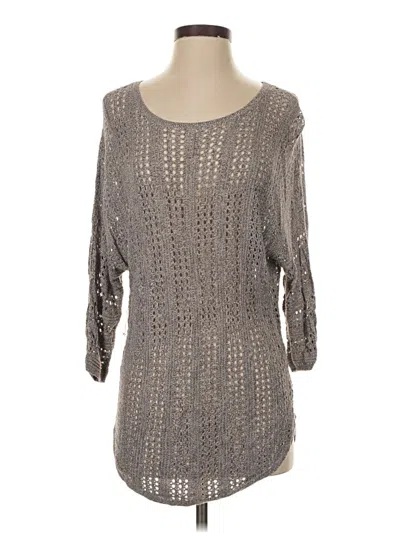 Pre-owned Express 3/4 Sleeve T-shirt In Gray