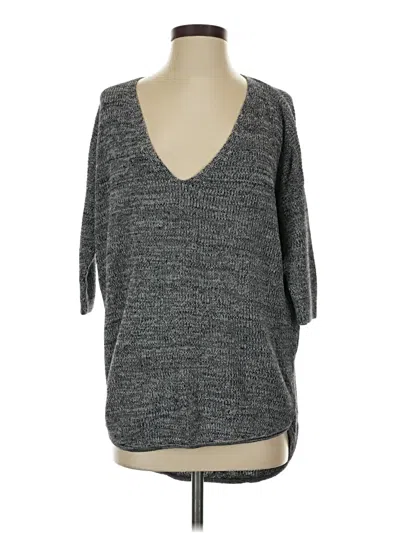 Pre-owned Express 3/4 Sleeve T-shirt In Gray