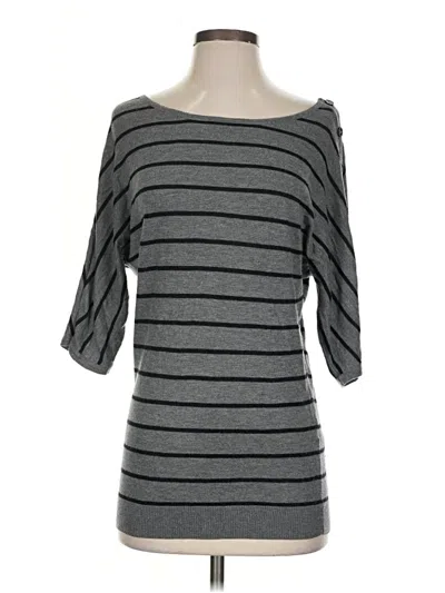 Pre-owned Express 3/4 Sleeve T-shirt In Gray