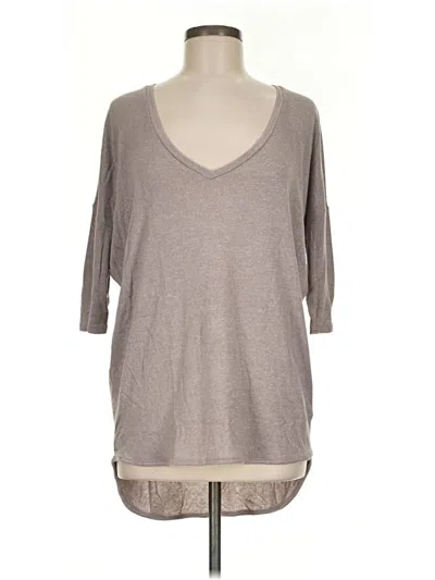 Pre-owned Express 3/4 Sleeve T-shirt In Gray