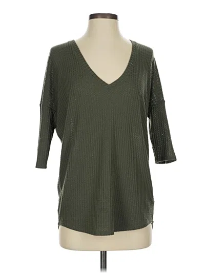 Pre-owned Express 3/4 Sleeve T-shirt In Green