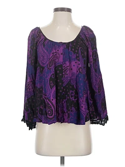 Pre-owned Express 3/4 Sleeve T-shirt In Purple