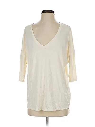 Pre-owned Express 3/4 Sleeve T-shirt In White