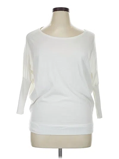 Pre-owned Express 3/4 Sleeve T-shirt In White