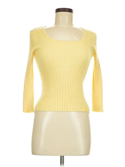 Pre-owned Express 3/4 Sleeve T-shirt In Yellow