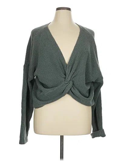 Pre-owned Express Cardigan Sweater In Green