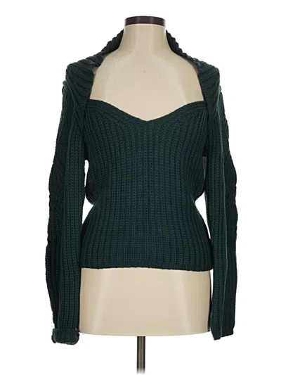 Pre-owned Express Cardigan Sweater In Green