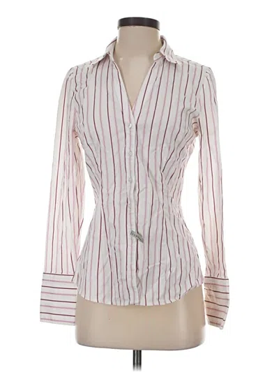 Pre-owned Express Design Studio Long Sleeve Blouse In White