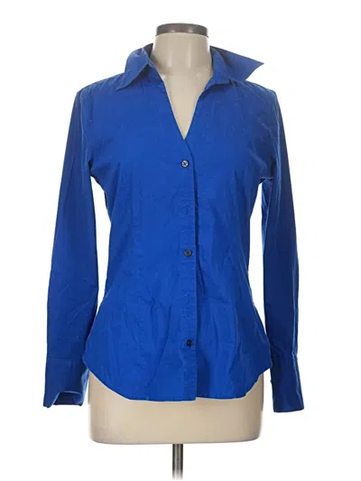 Pre-owned Express Design Studio Long Sleeve Button Down Shirt In Blue